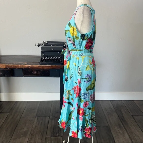 Talbots RSVP Occasion Collection Blue Floral Fit & Flare Dress - Size 12 - Picture 8 of 16